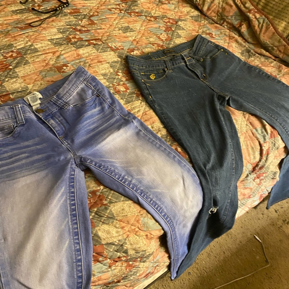 Stylish Blue and Purple Jeans Set